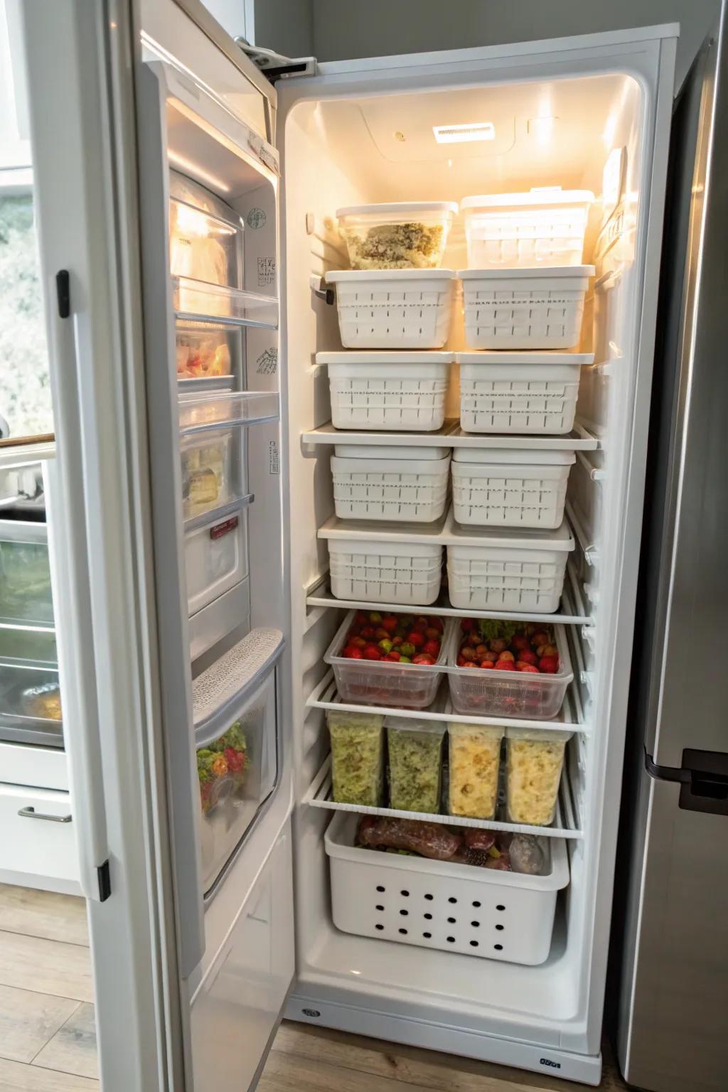 Stackable bins provide a steady and well-organized answer.