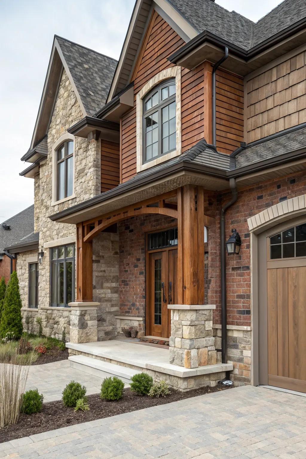 Varied materials lending distinction to the house frontage
