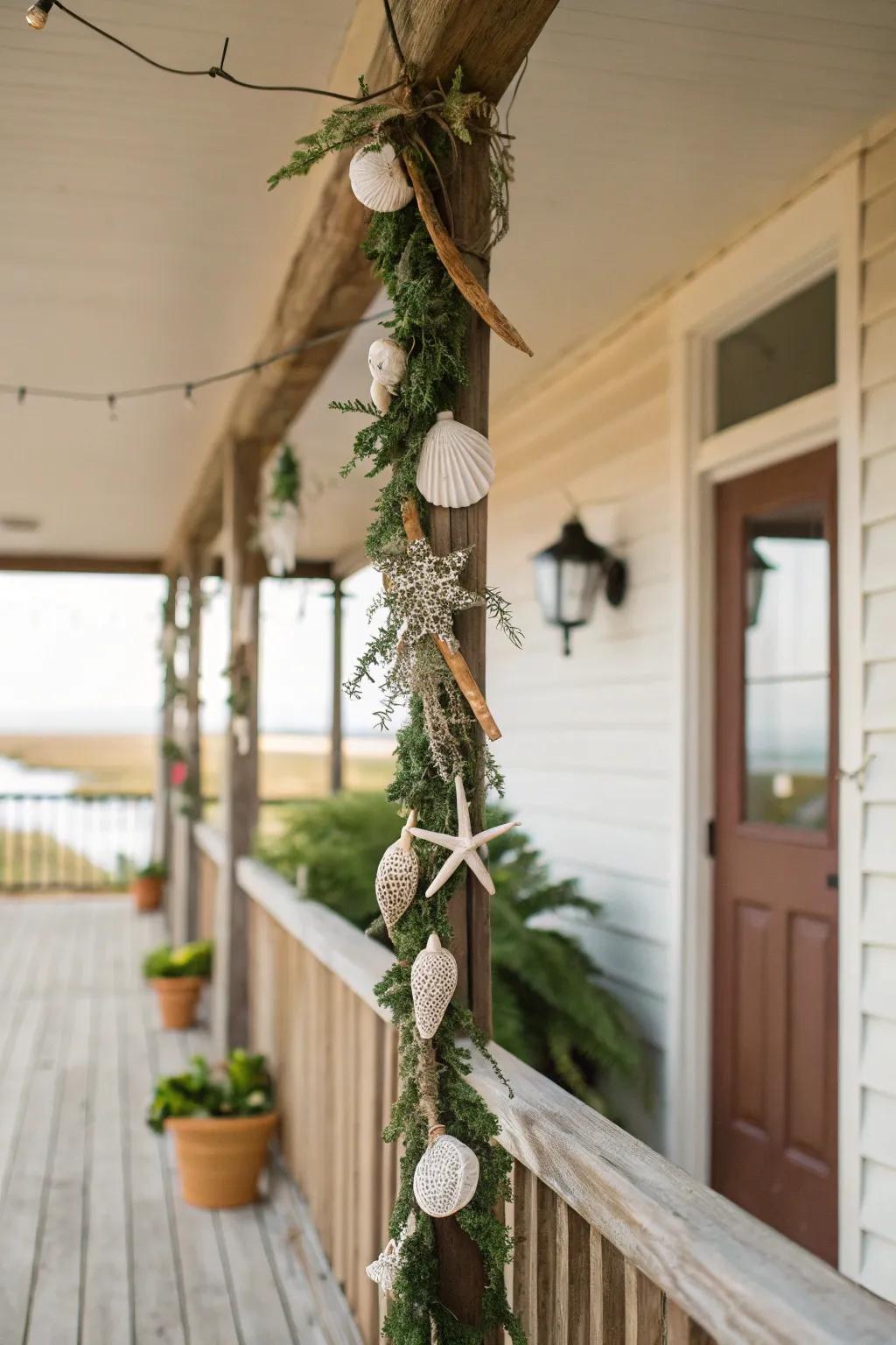 A nautical-themed garland for seaside-inspired Christmas ornamentation.
