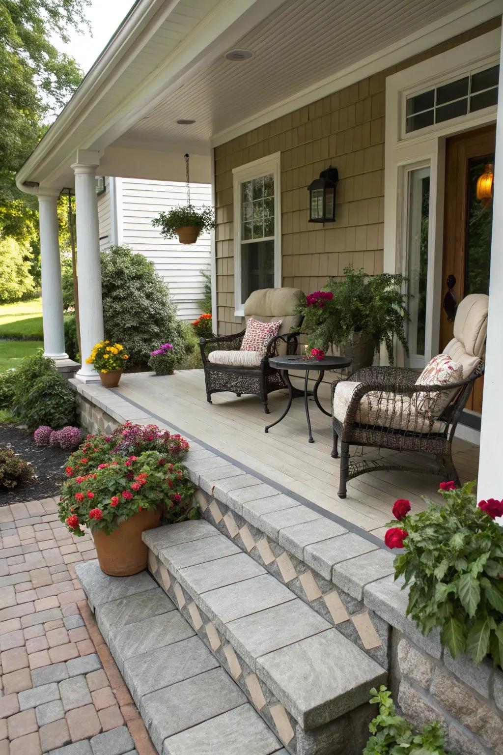 A comfortable rest spot on your porch encourages relaxation and conversation.