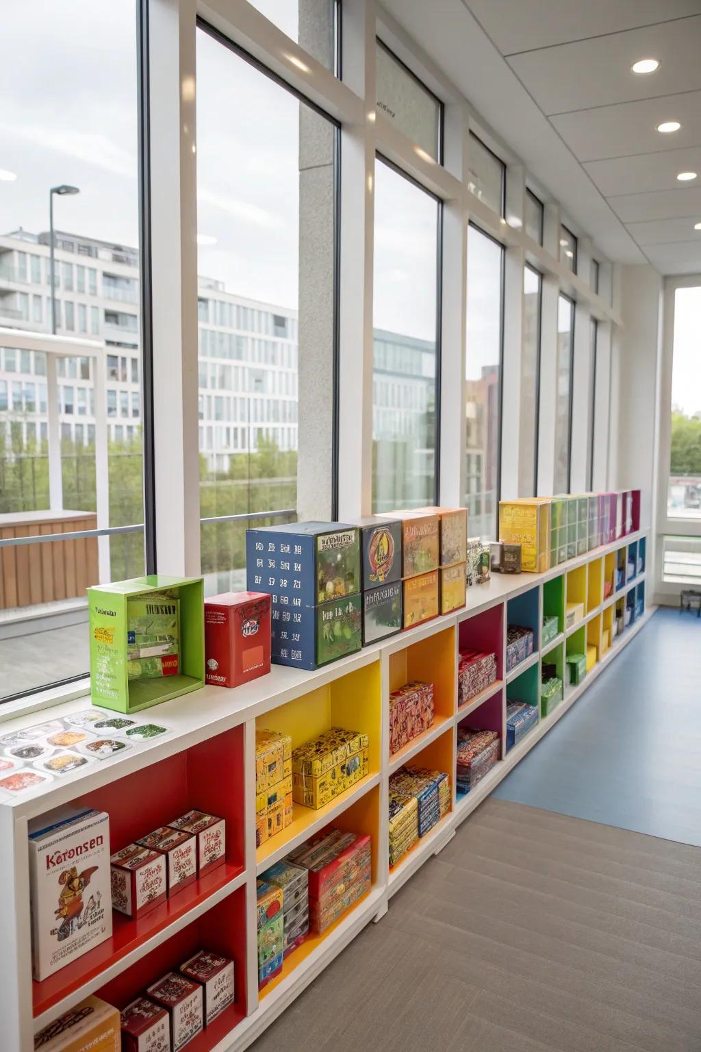 Achieve a radiant effect by organizing your games by shade.