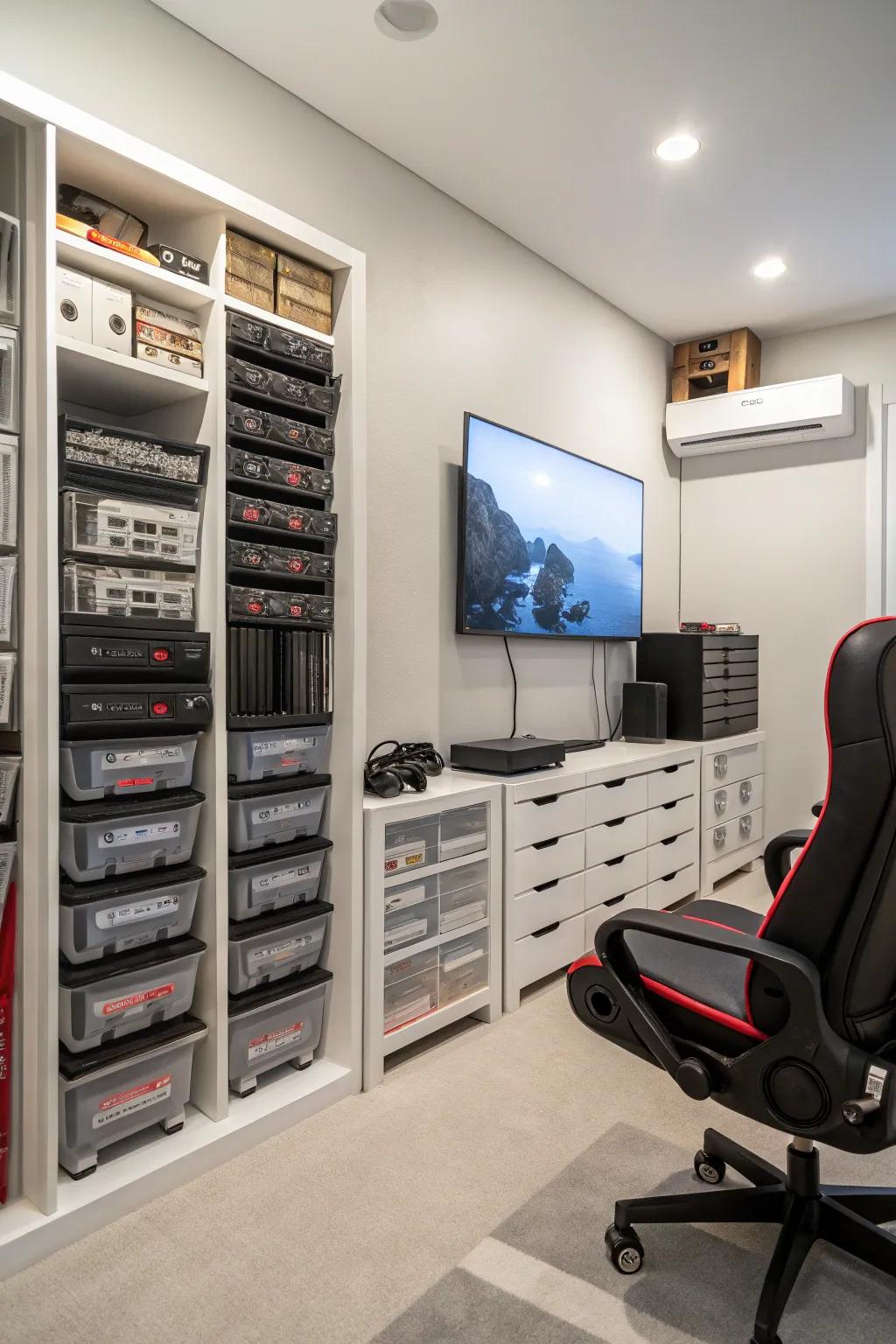 Structured areas foster a pristine and centered gaming atmosphere.
