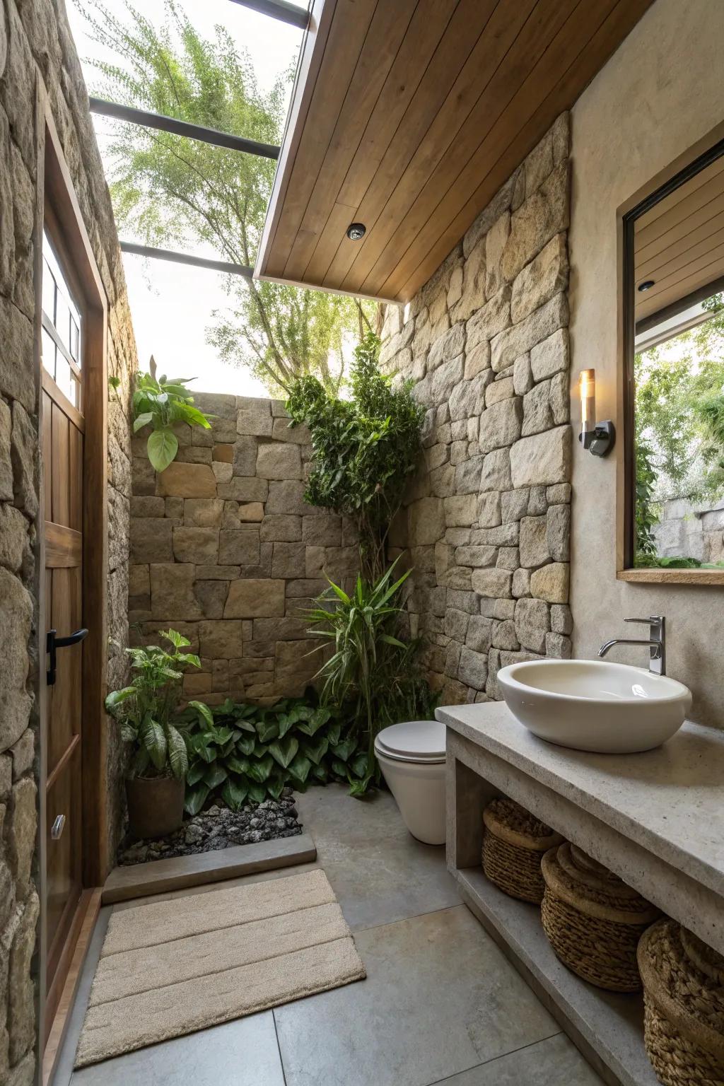 Natural components cultivate a peaceful, spa-inspired bathroom retreat.