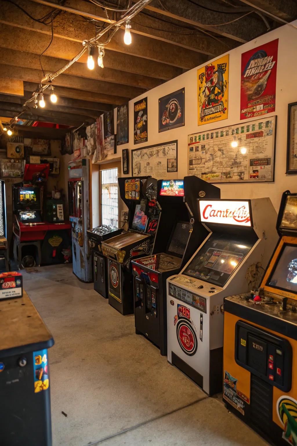Classic arcade games evoke a sense of nostalgia inside your personal hideaway.