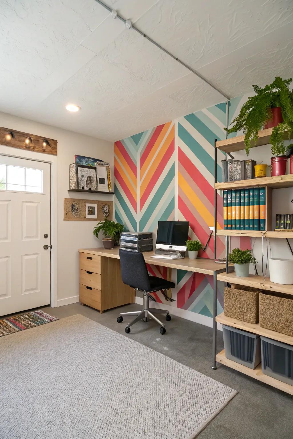 Introduce character to your workspace with a distinct accent wall.