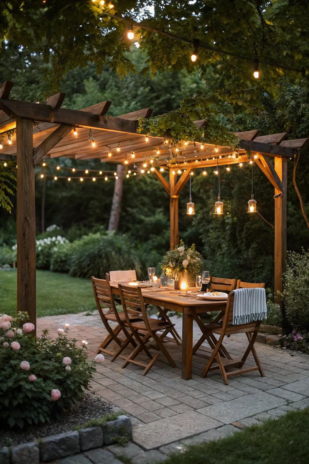 An enticing outdoor feasting space for relishing meals in the fresh air.