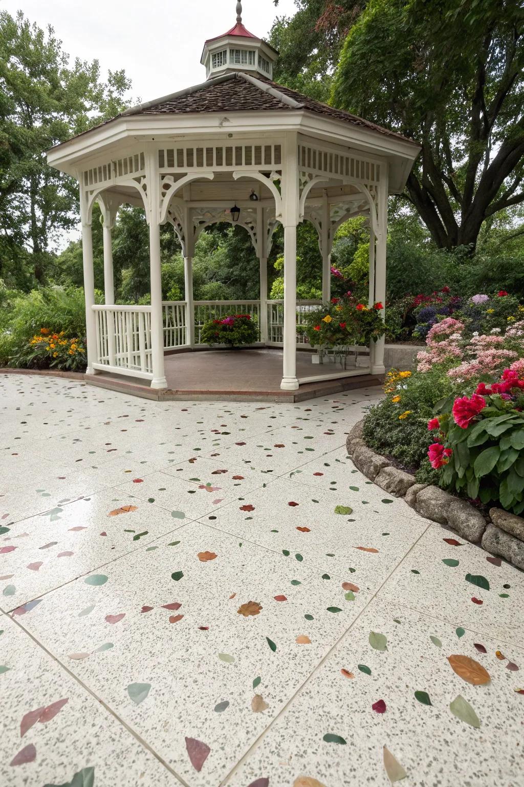 Add a touch of luxury with chic terrazzo flooring.