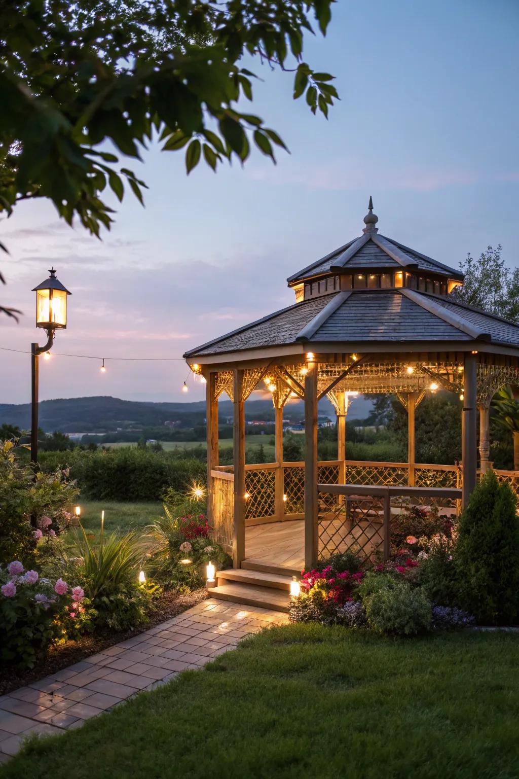 Sun-driven lights present an environmentally conscious approach to light up your gazebo.