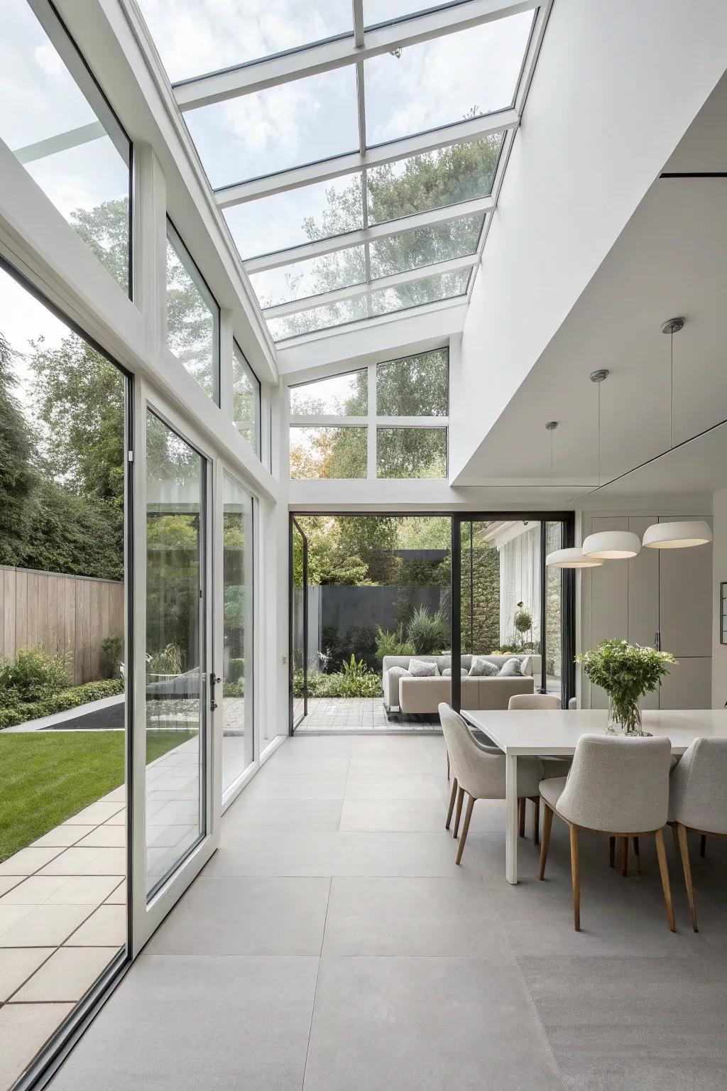 A minimalist glass extension radiating sophistication.