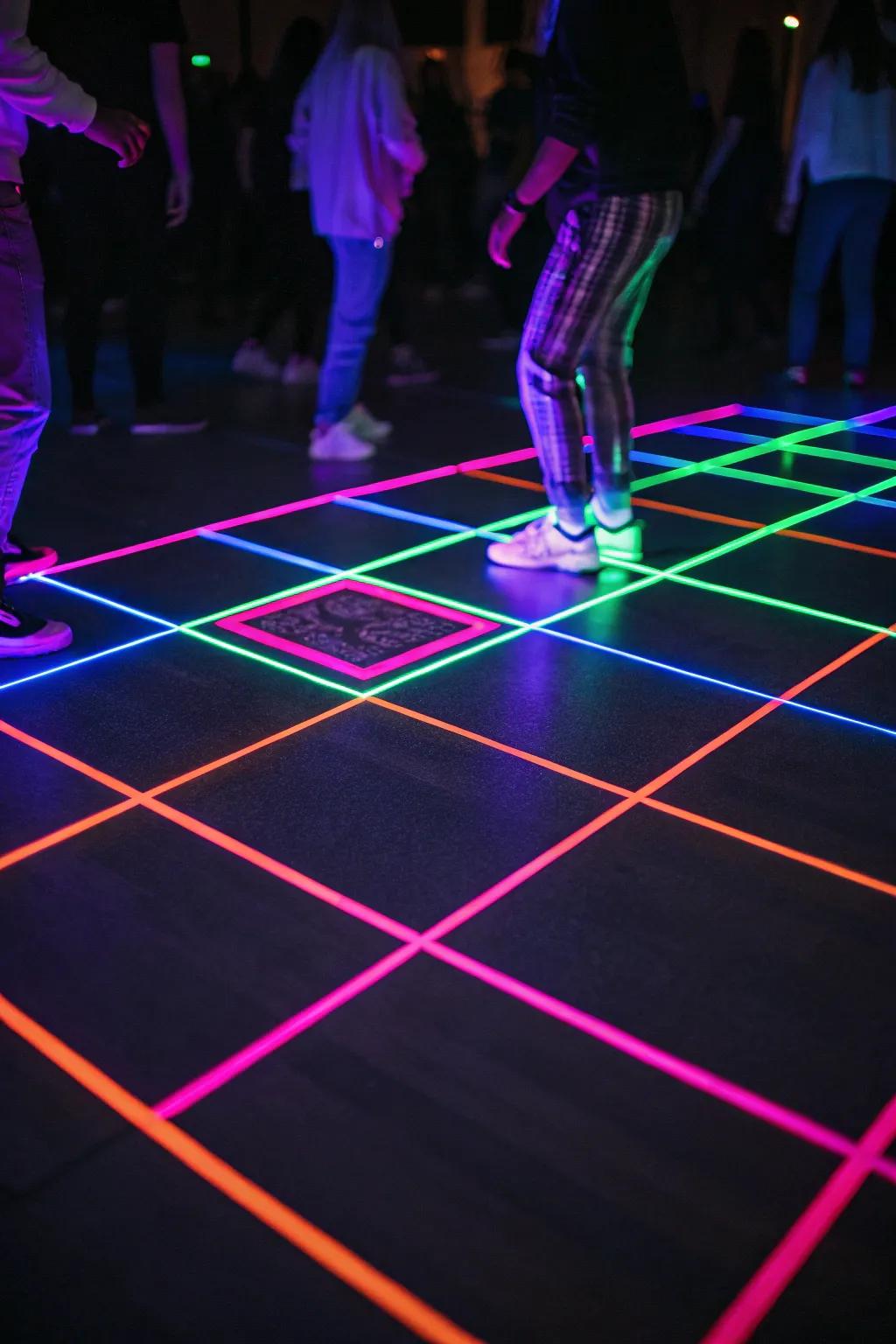 Groove to the rhythm on an illuminated dance floor.