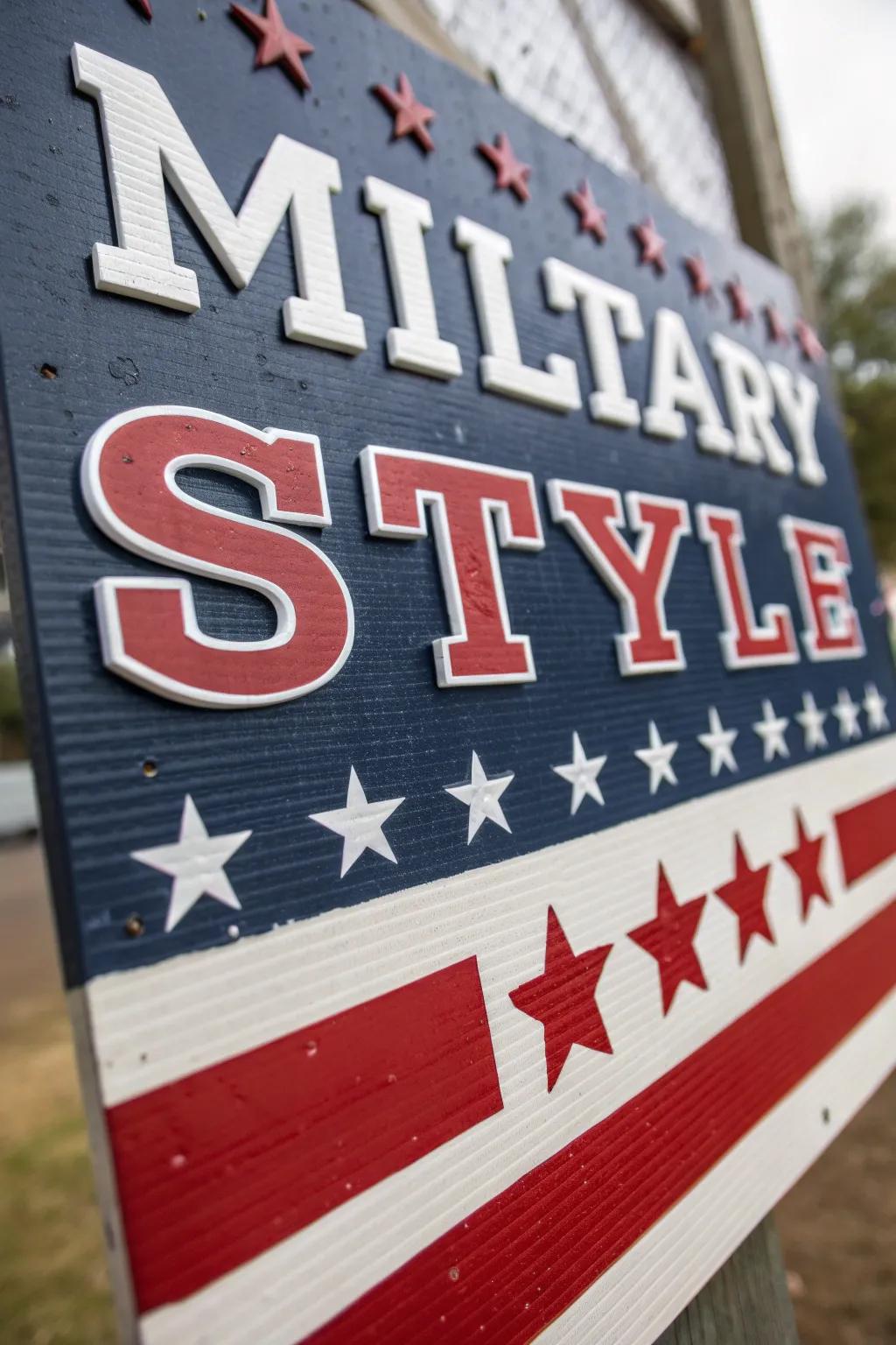 Military-themed typography enriches the event.