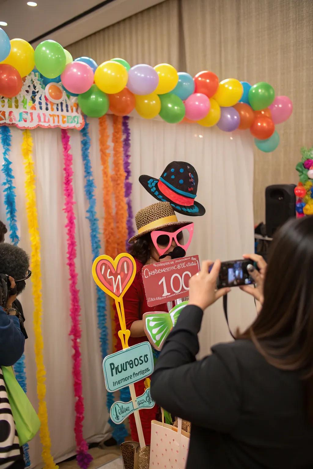 Smile for the camera: An amusing and interactive snapshot corner for preserving celebratory moments.
