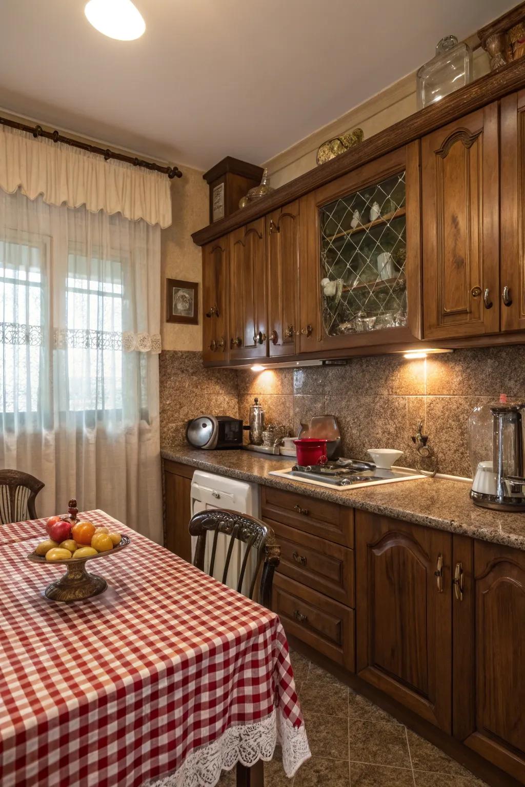 Sepia granite worktops complement a traditional culinary style.