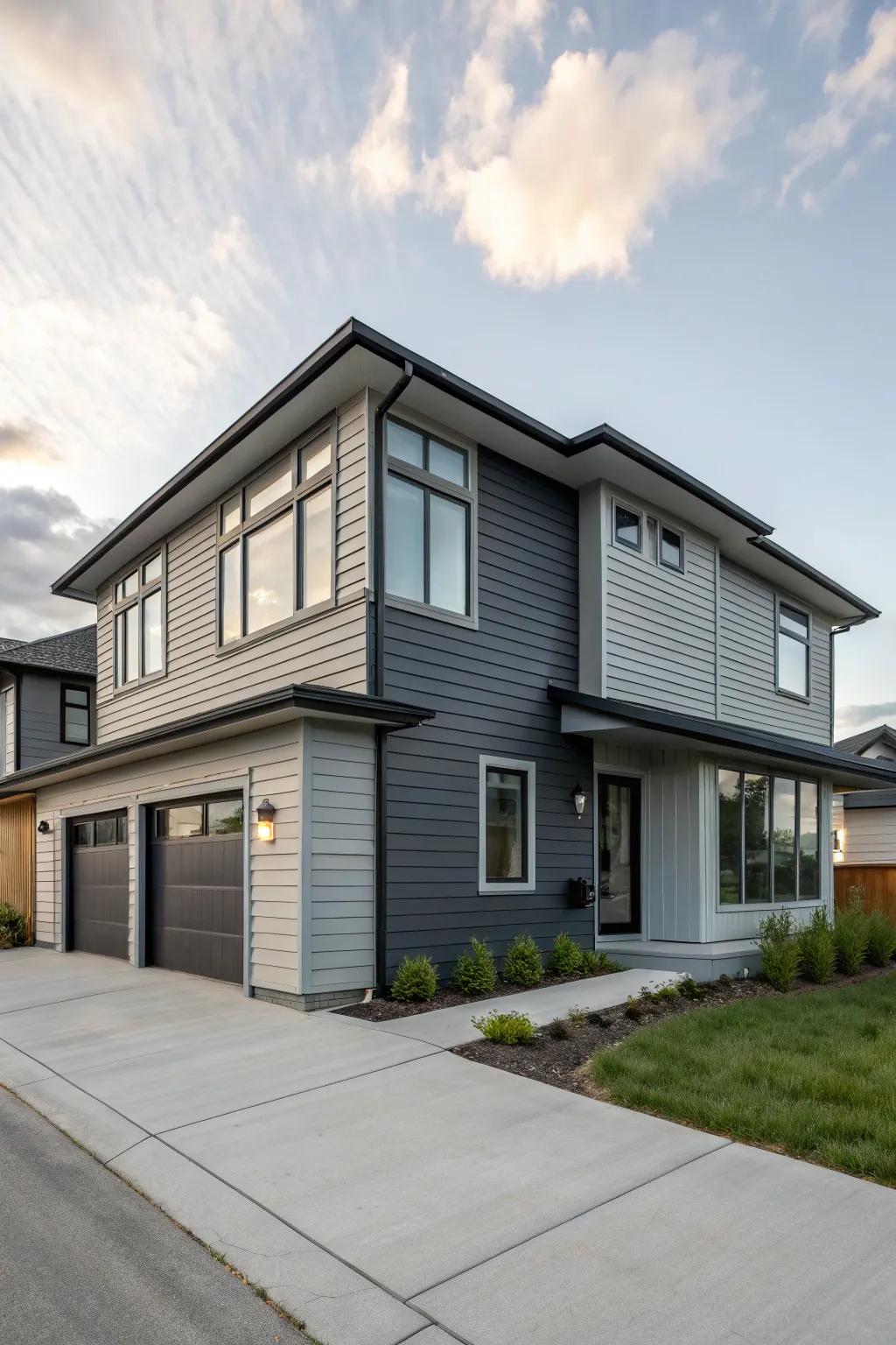 Dual-tone grey brings visual intrigue and depth to any facade.