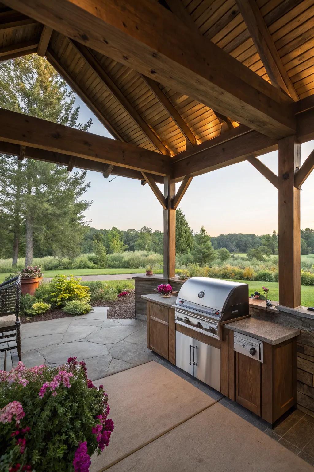 Relish the epitome of outdoor living with an exposed-air pavilion.