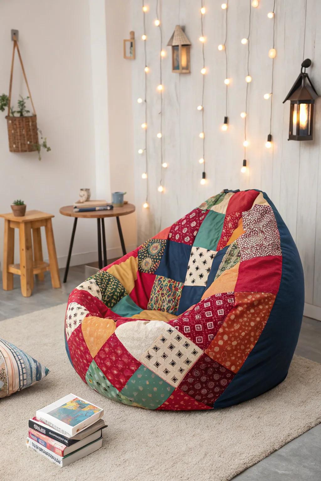 A convertible bean bag that ensures a laid-back vibe and an unexpected bed.