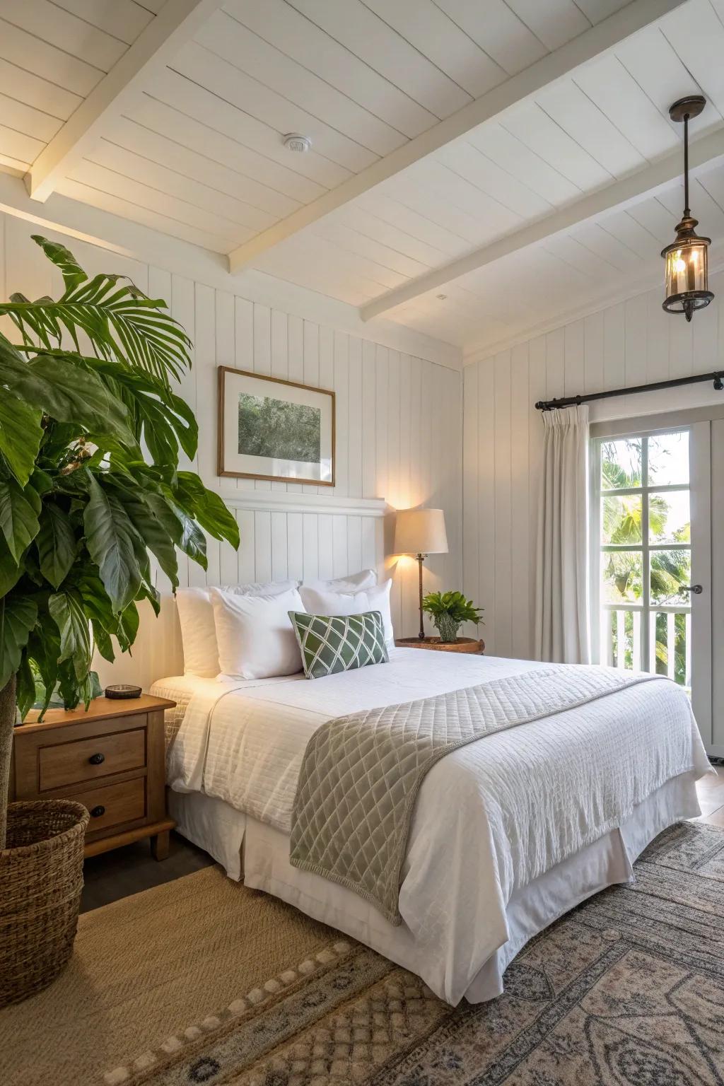 A classic guest room with white walls for a fresh, airy feel.