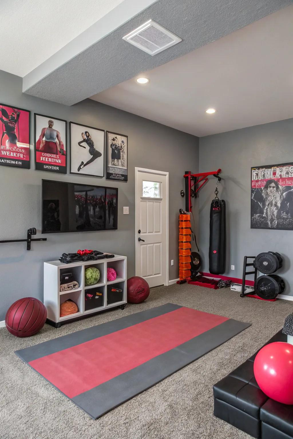 Balance your gym with neutral and bold colors.