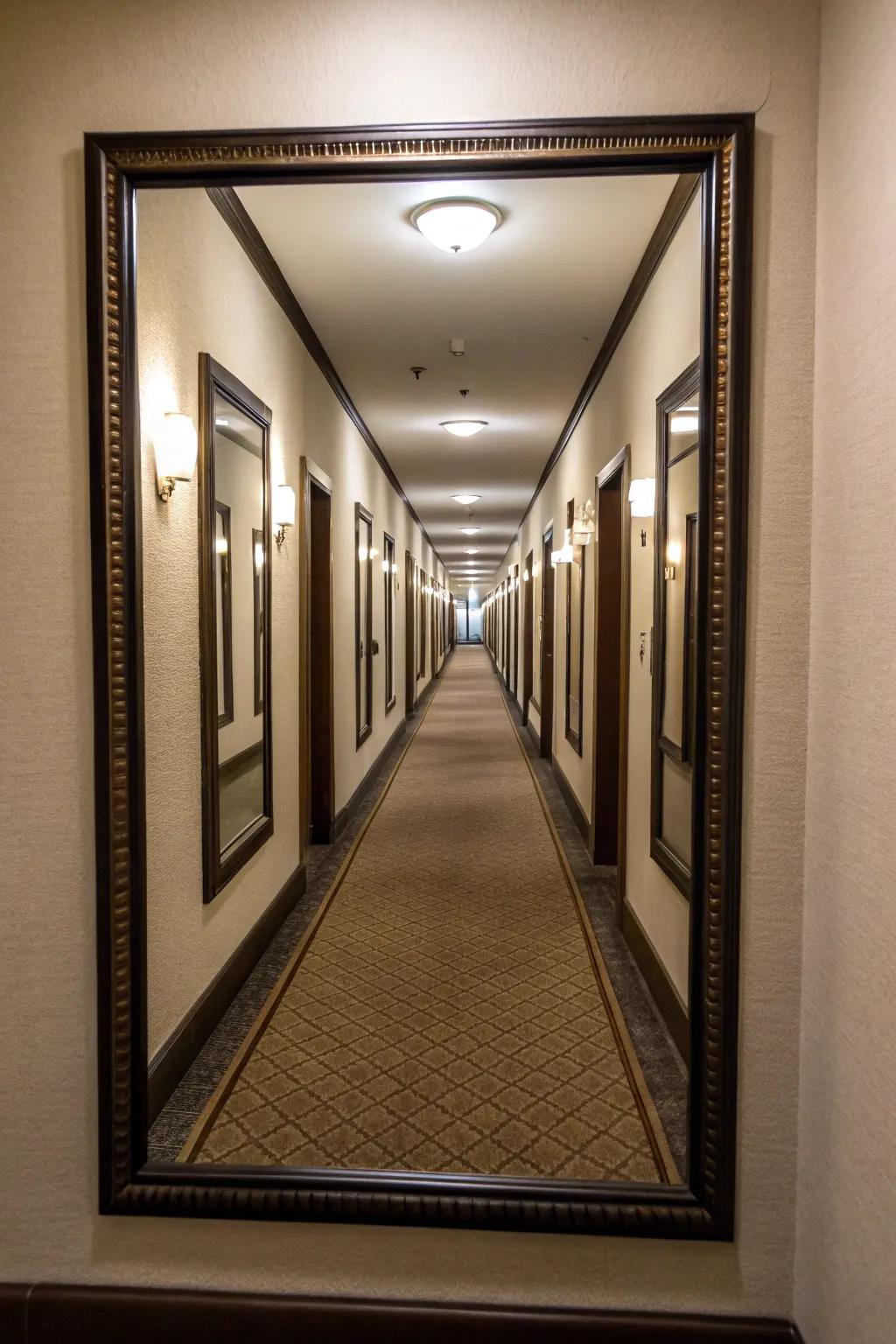 Paired mirrors create a harmonious and stylish space.