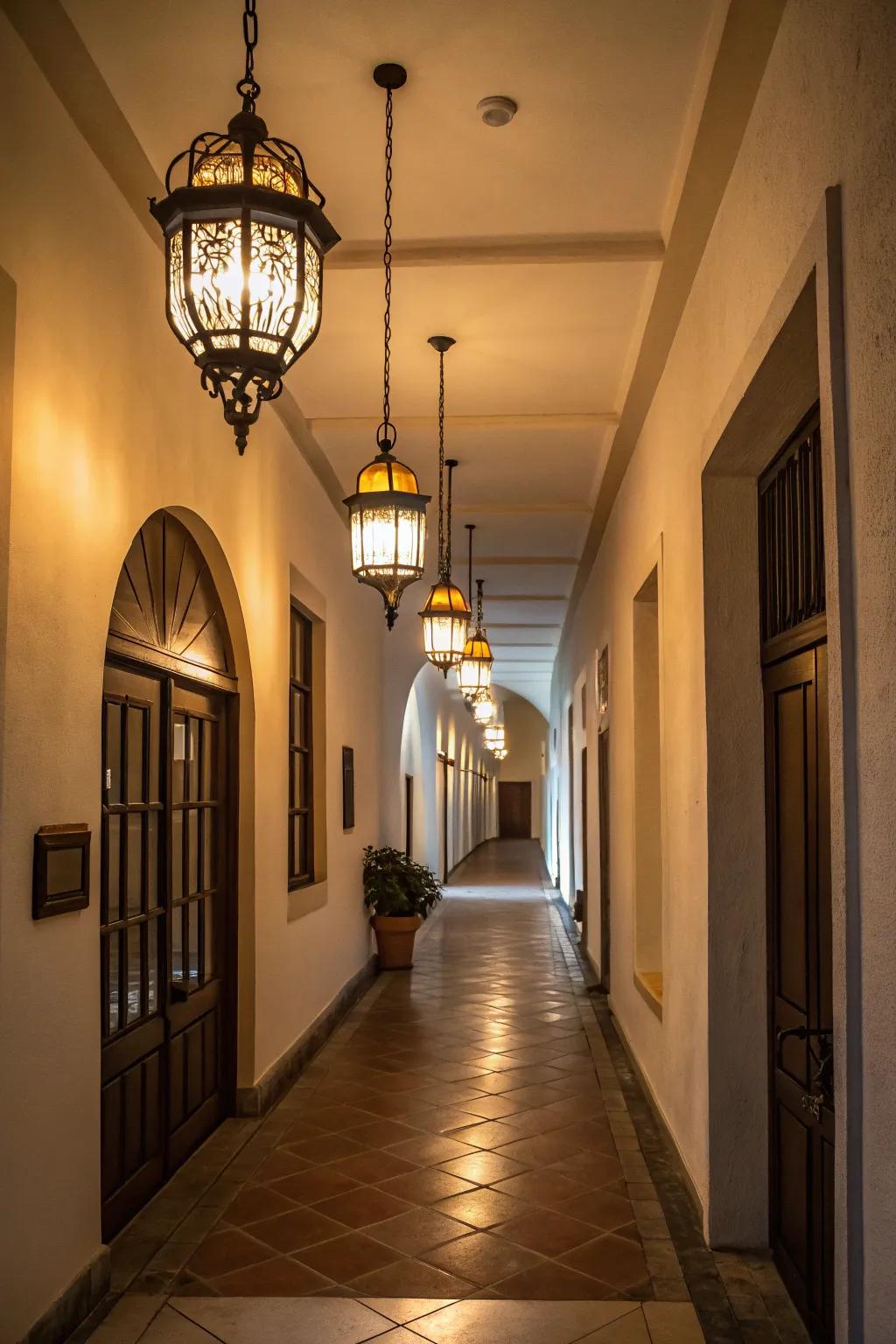 Tactical illumination enhances the splendor of your painted corridor.