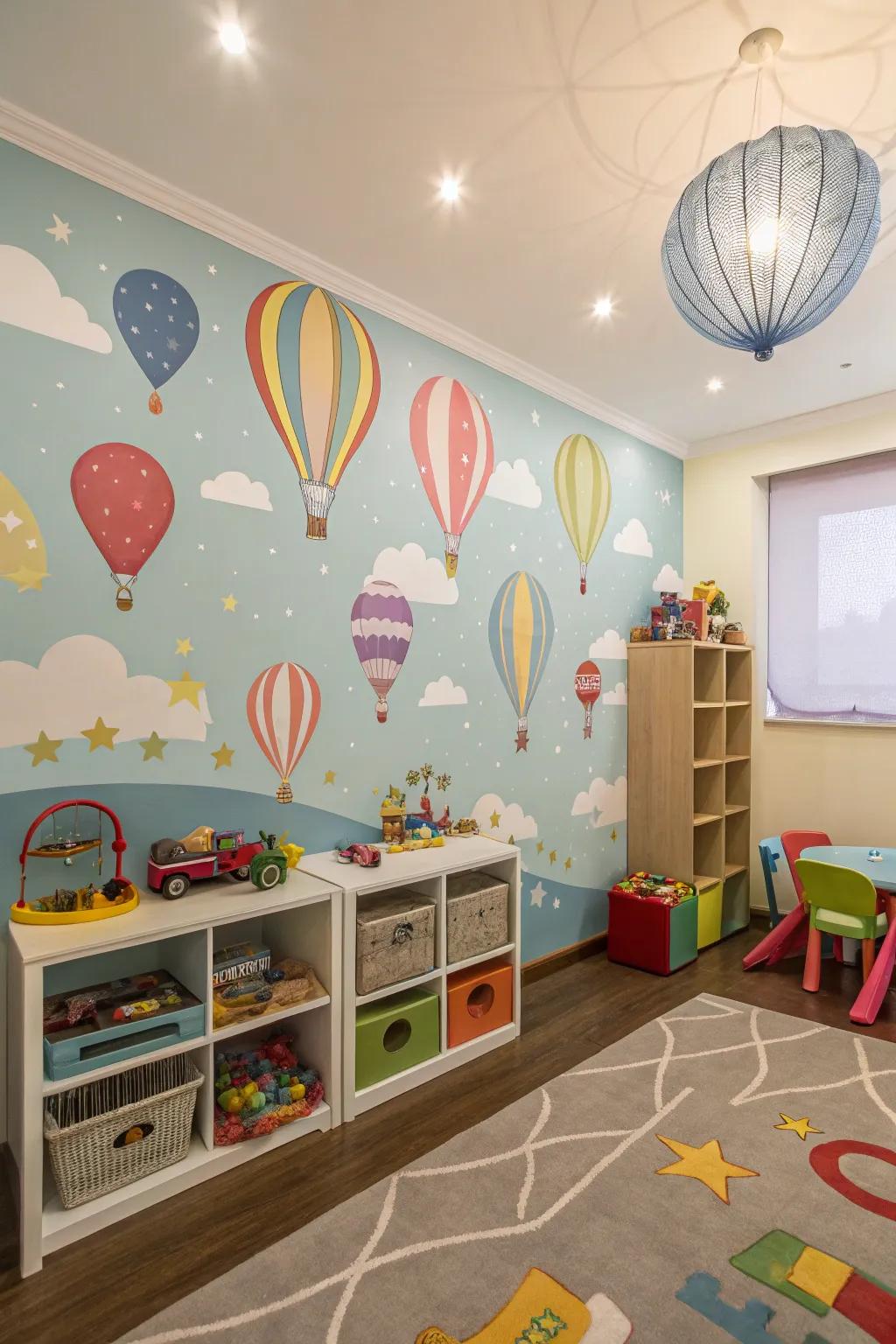 A playful mural transforms this kid's room into a delightful wonderland.