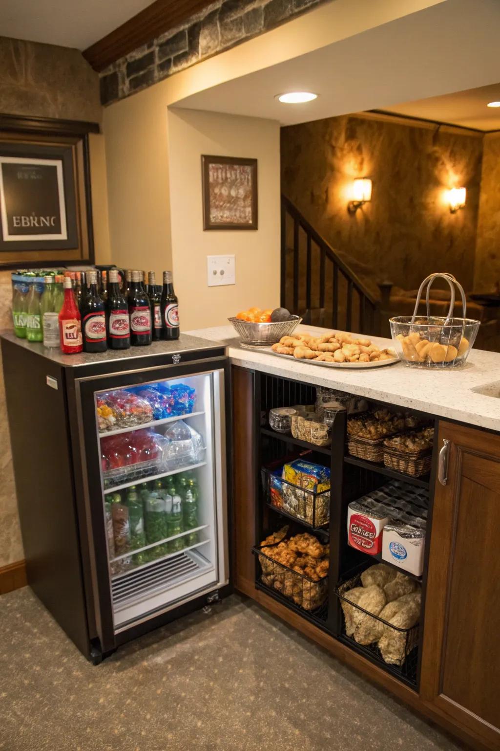 Keep your hangout well-stocked with a convenient snack and beverage station.