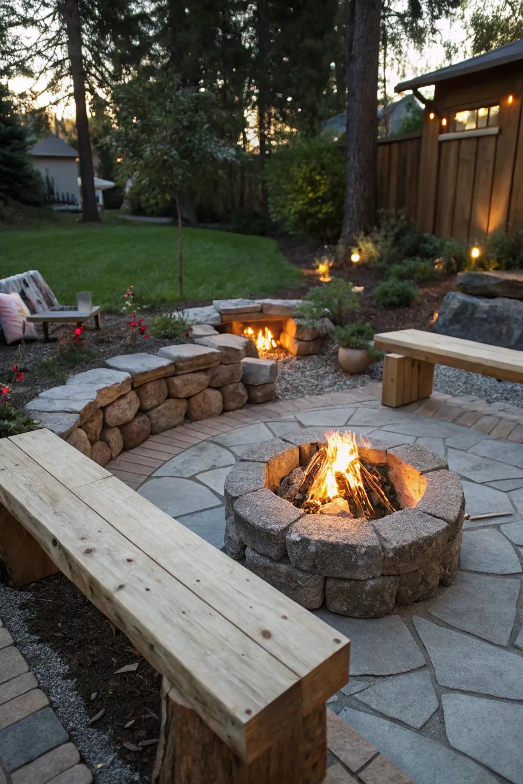 A DIY fire pit cultivates a cozy setting for unforgettable gatherings.