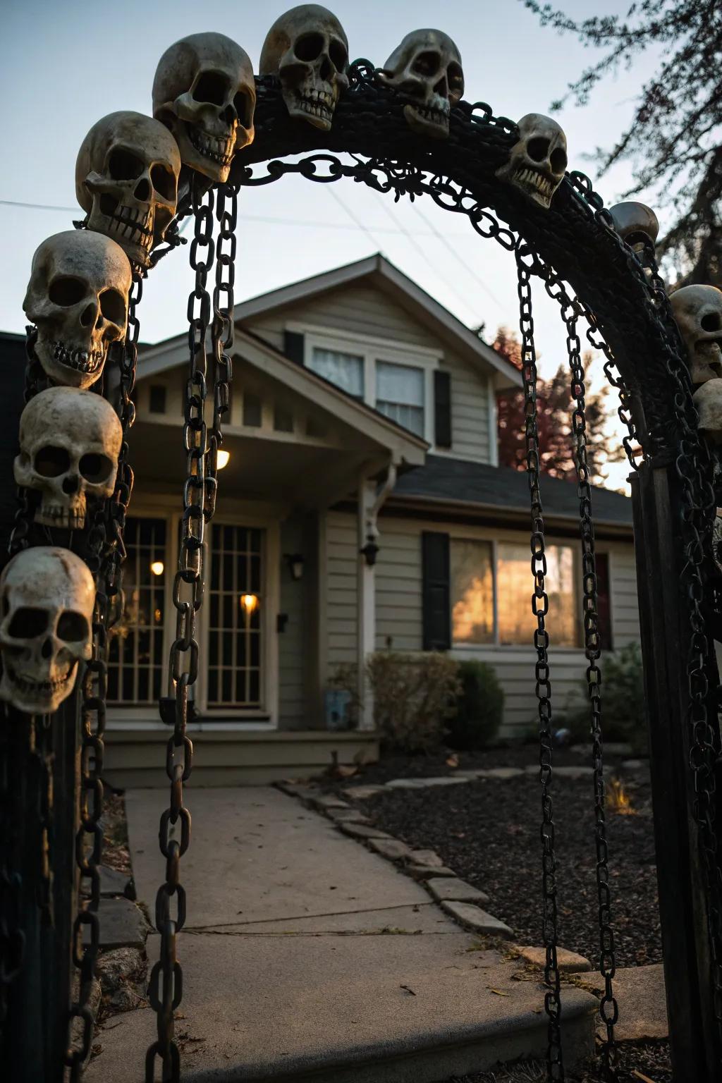 Construct a stately entrance via a spooky cranial archway.