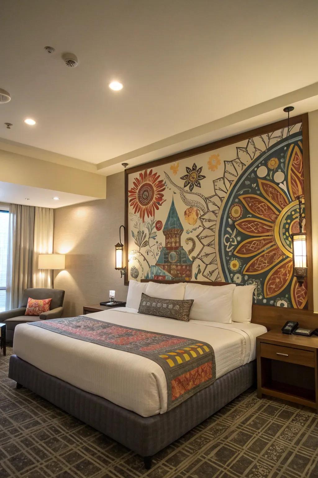 Elaborate wall decor integrates character and a sense of belonging into hotel spaces.