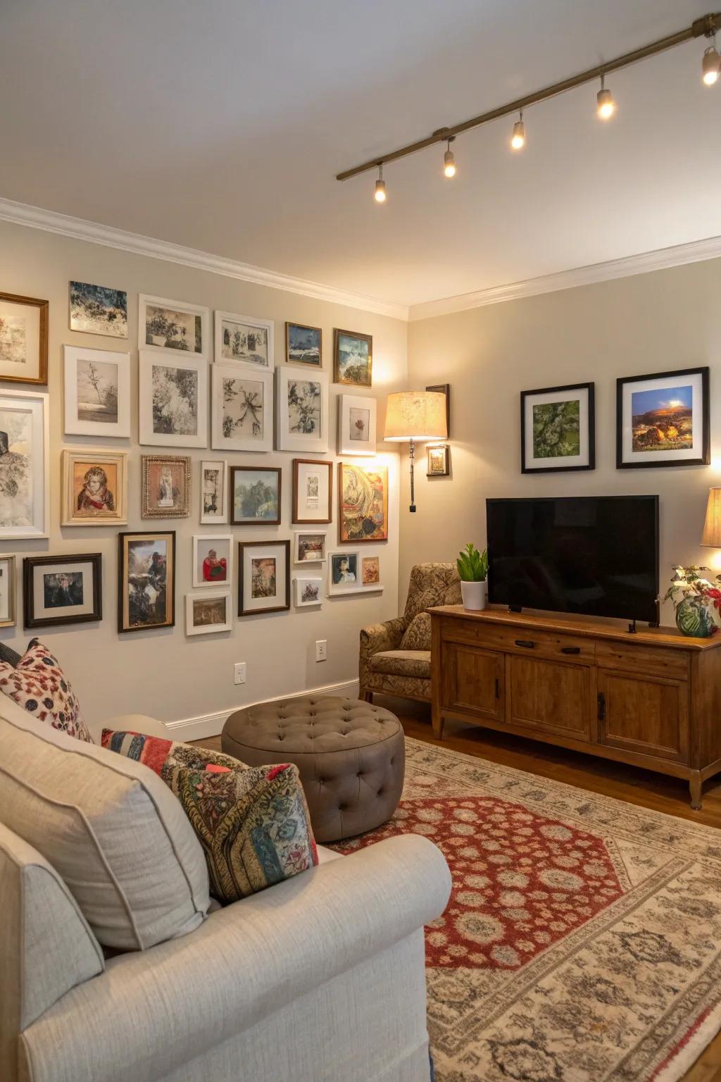 Feature wall adding personality and charm to the living room.