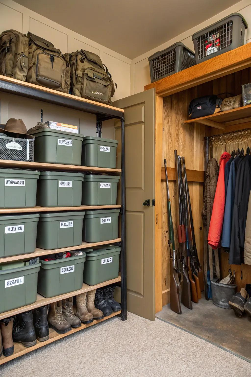 A labeling system keeps everything organized and easy to find.