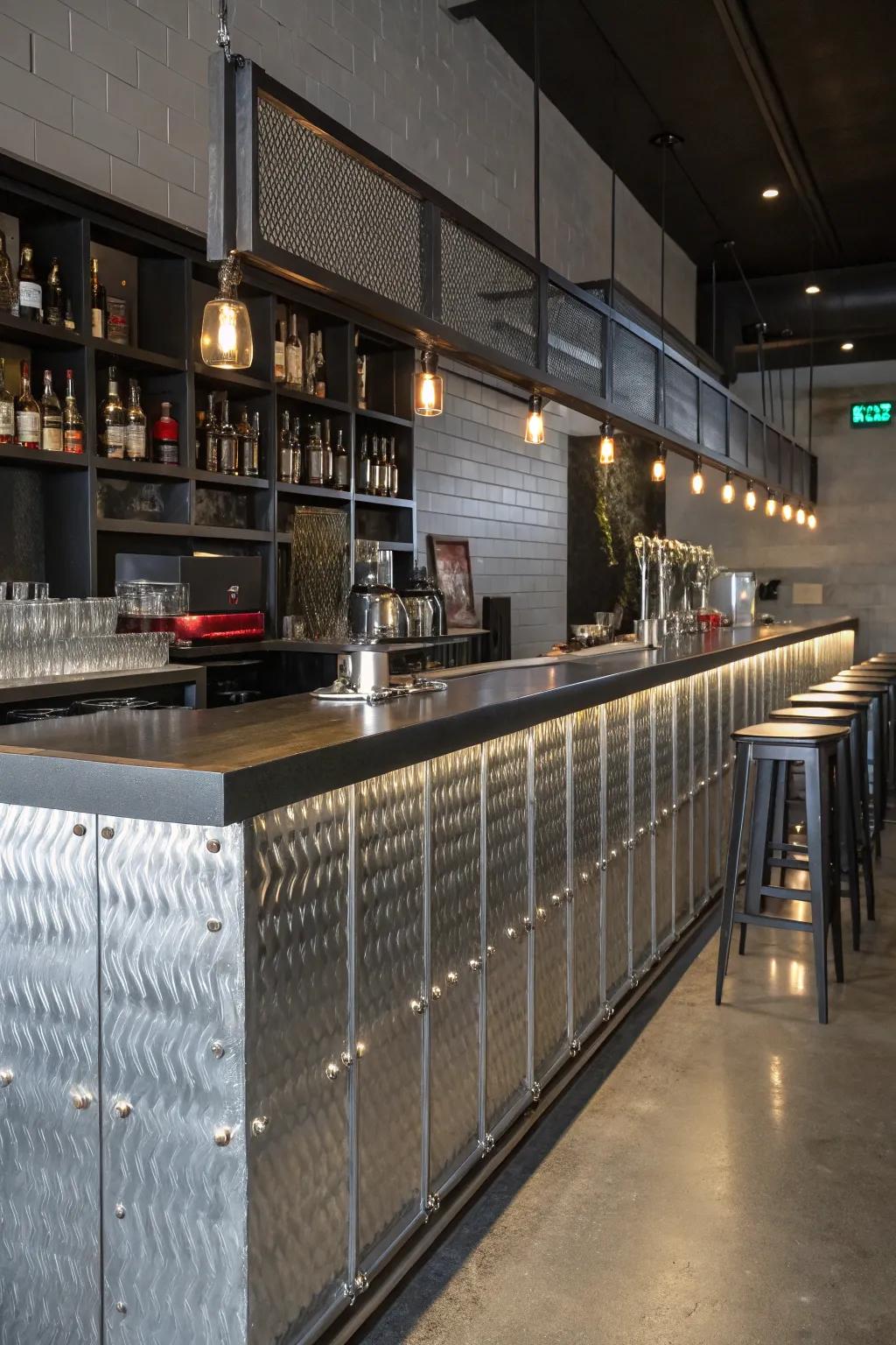 Metal sheets introduce an industrial edge to your decor.