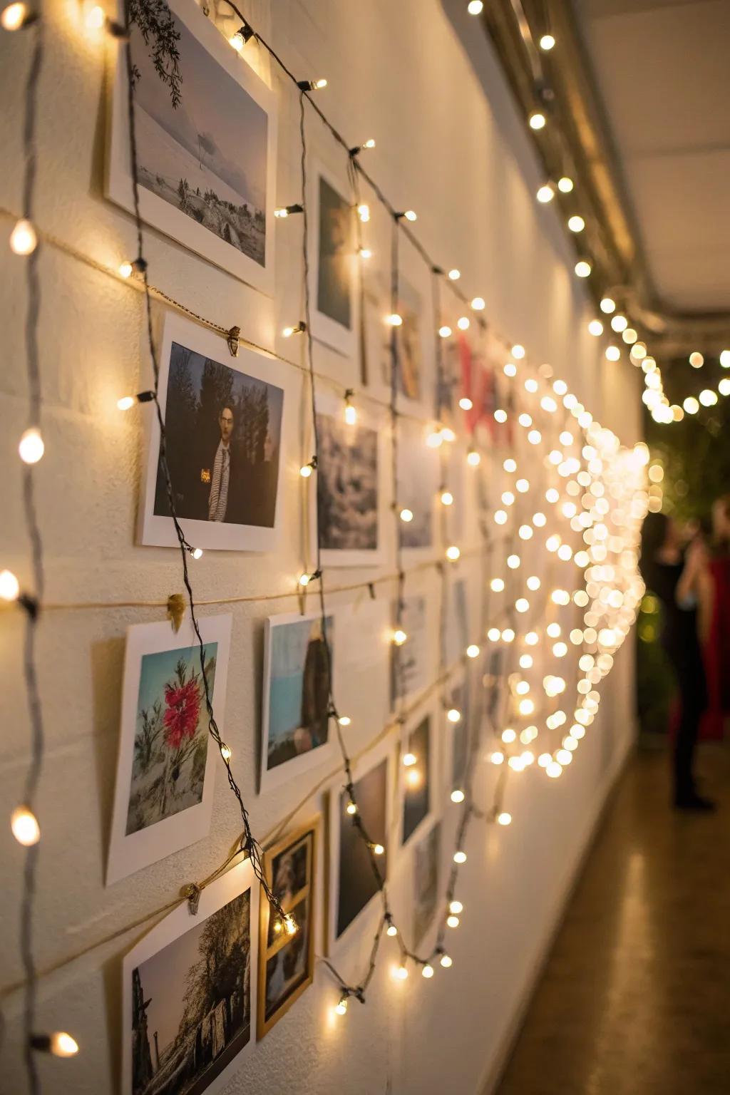 Employ twinkle lights to emphasize your artwork, yielding a spectacular effect.