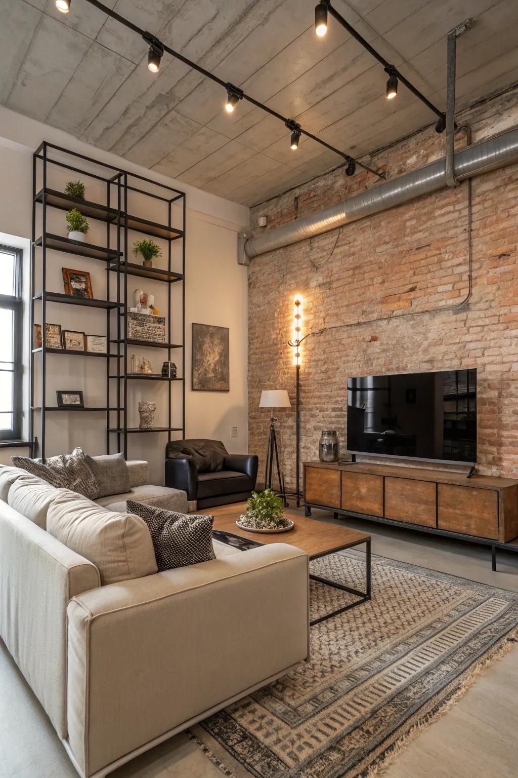 Neutral tones create a soothing industrial atmosphere.