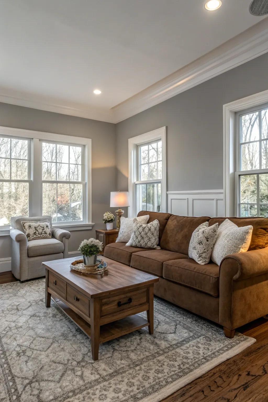 Muted hues cultivate a unified and pacifying vibe.