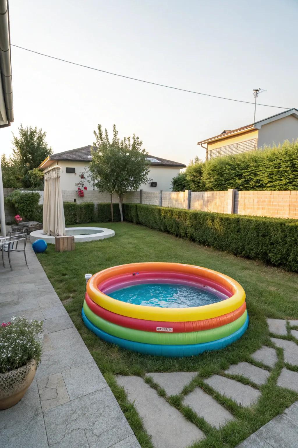 A lively pool that introduces a splash of color to your outdoor space.