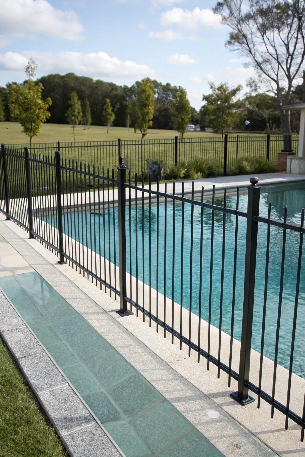 Minimalist metallic perimeters present a smooth and contemporary poolside answer.