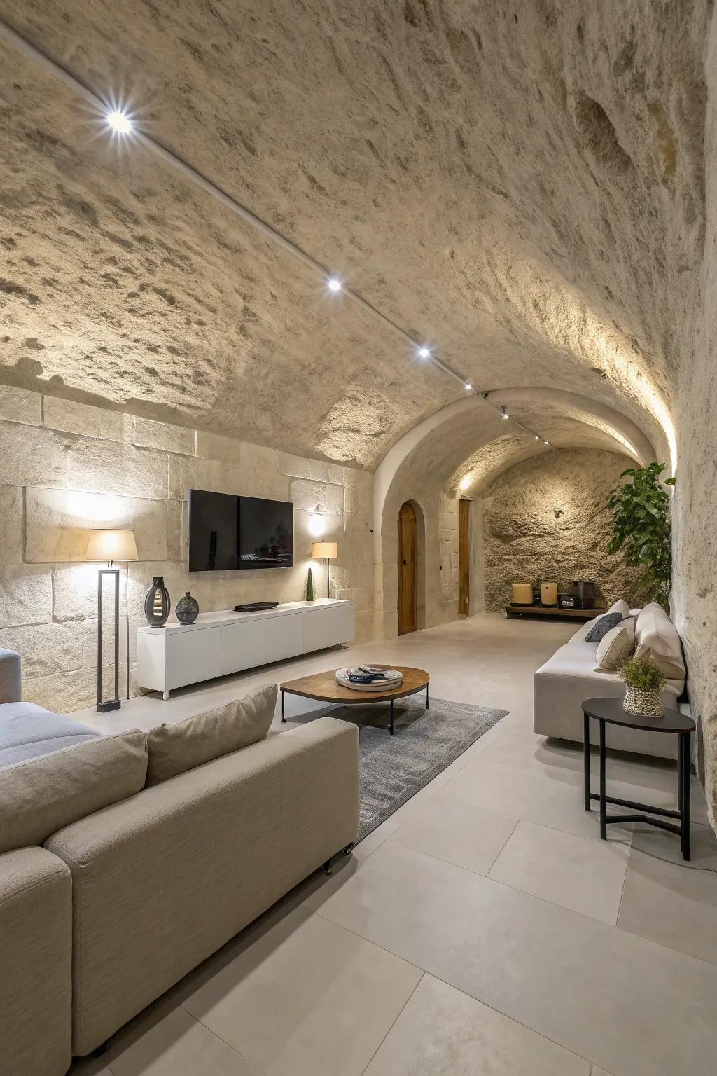 Contemporary simplicity enhances the serene ambiance of earth-sheltered dwellings.