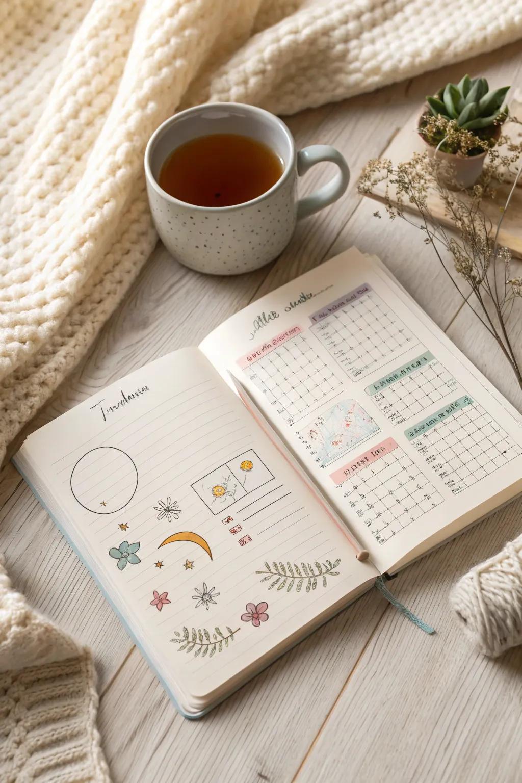 Capture the ebb and flow of your emotions with beautifully crafted mood charts. #JournalingIdeas #MoodTracking