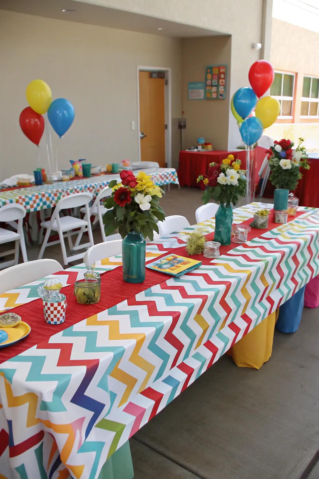 A bright and welcoming table arrangement for young graduates.