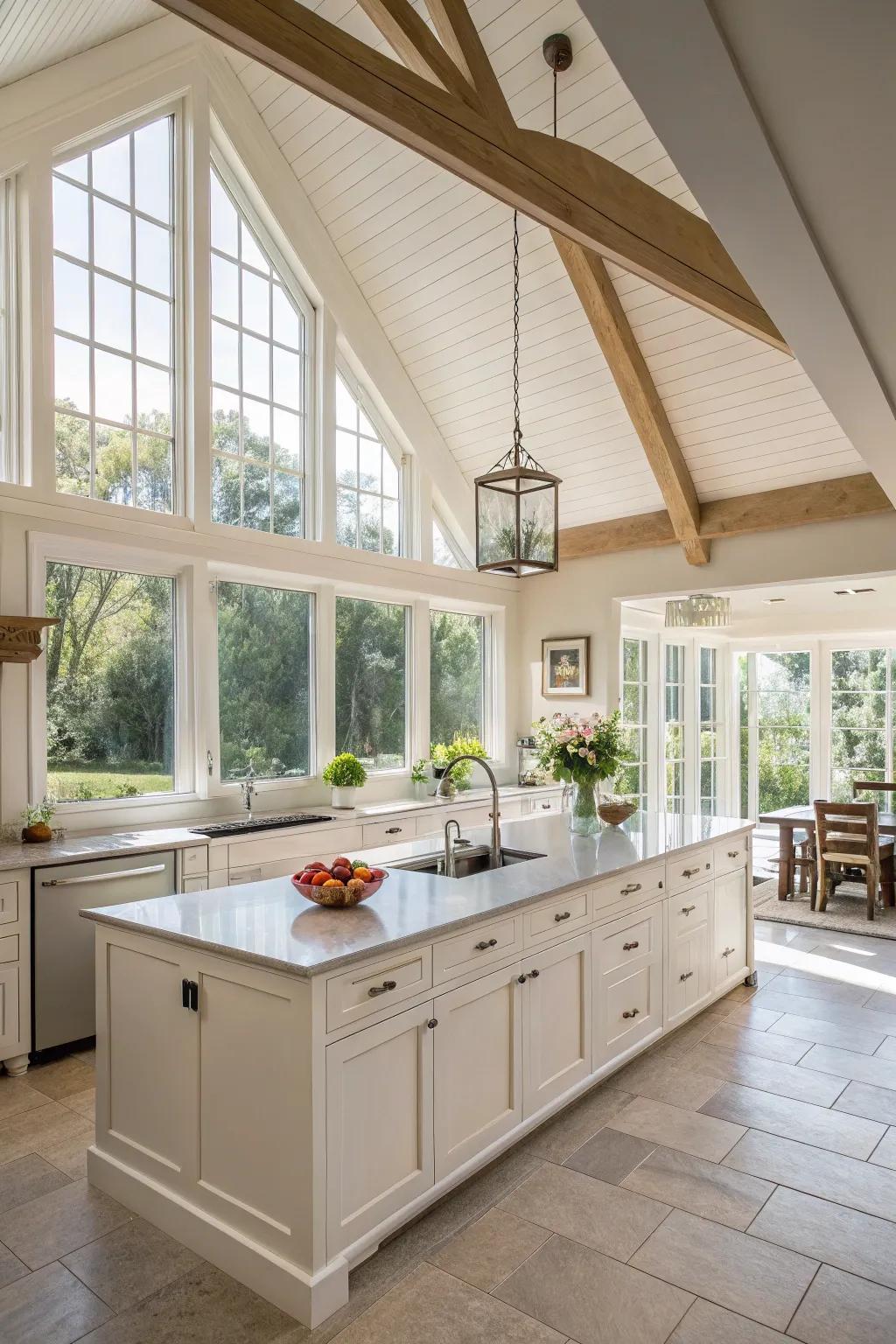 Conjure a sensation of grandeur with a breathtaking arched ceiling.