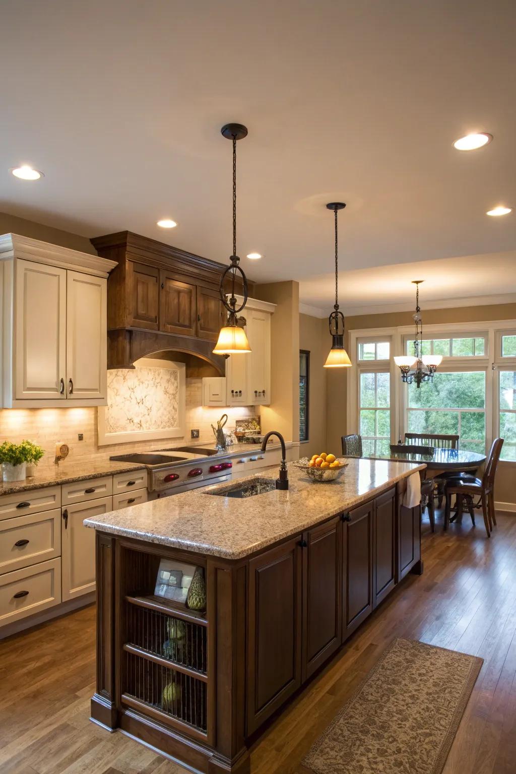 Assorted illumination delivers adaptability and atmosphere.