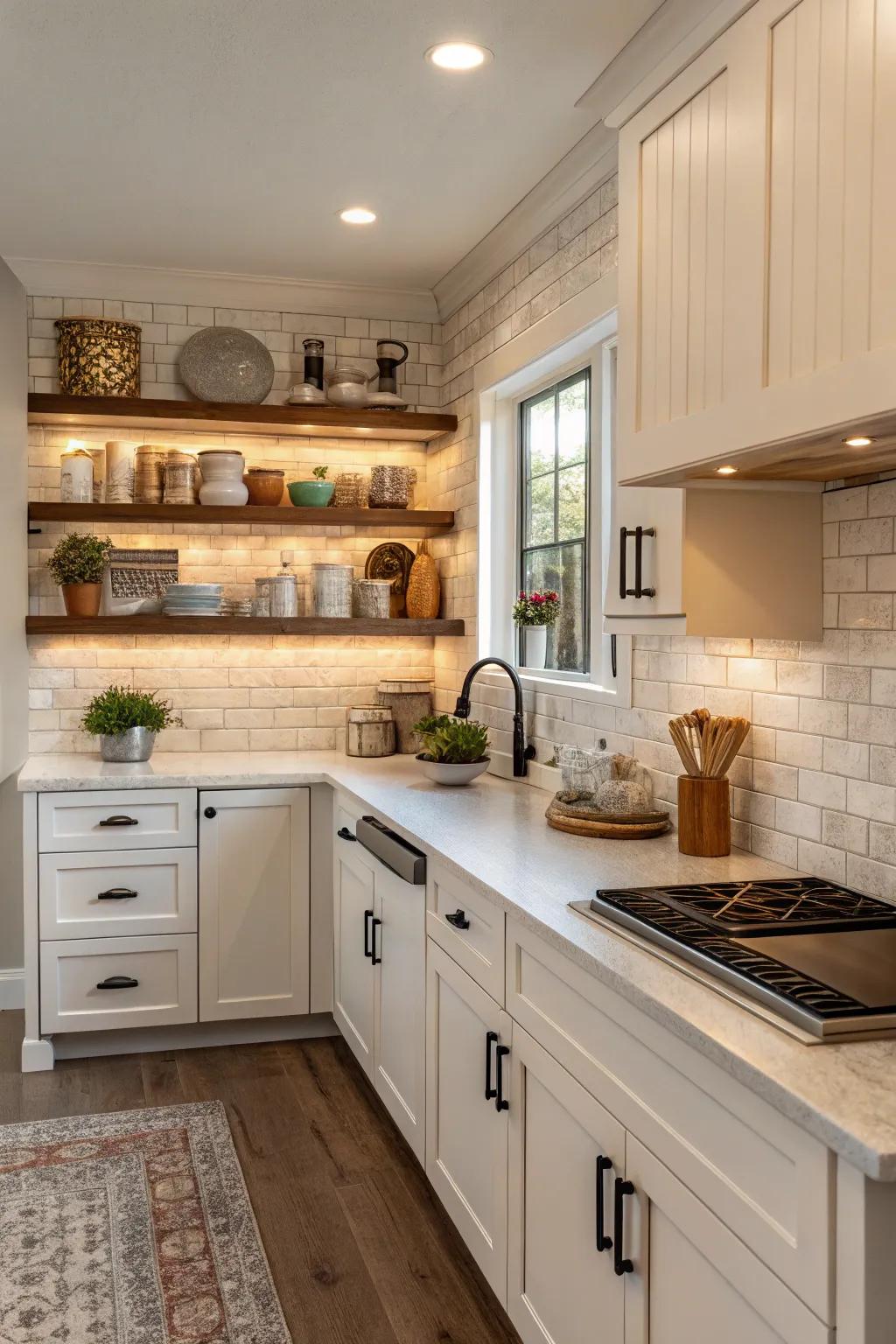 Practical composite backsplash with built-in racks.