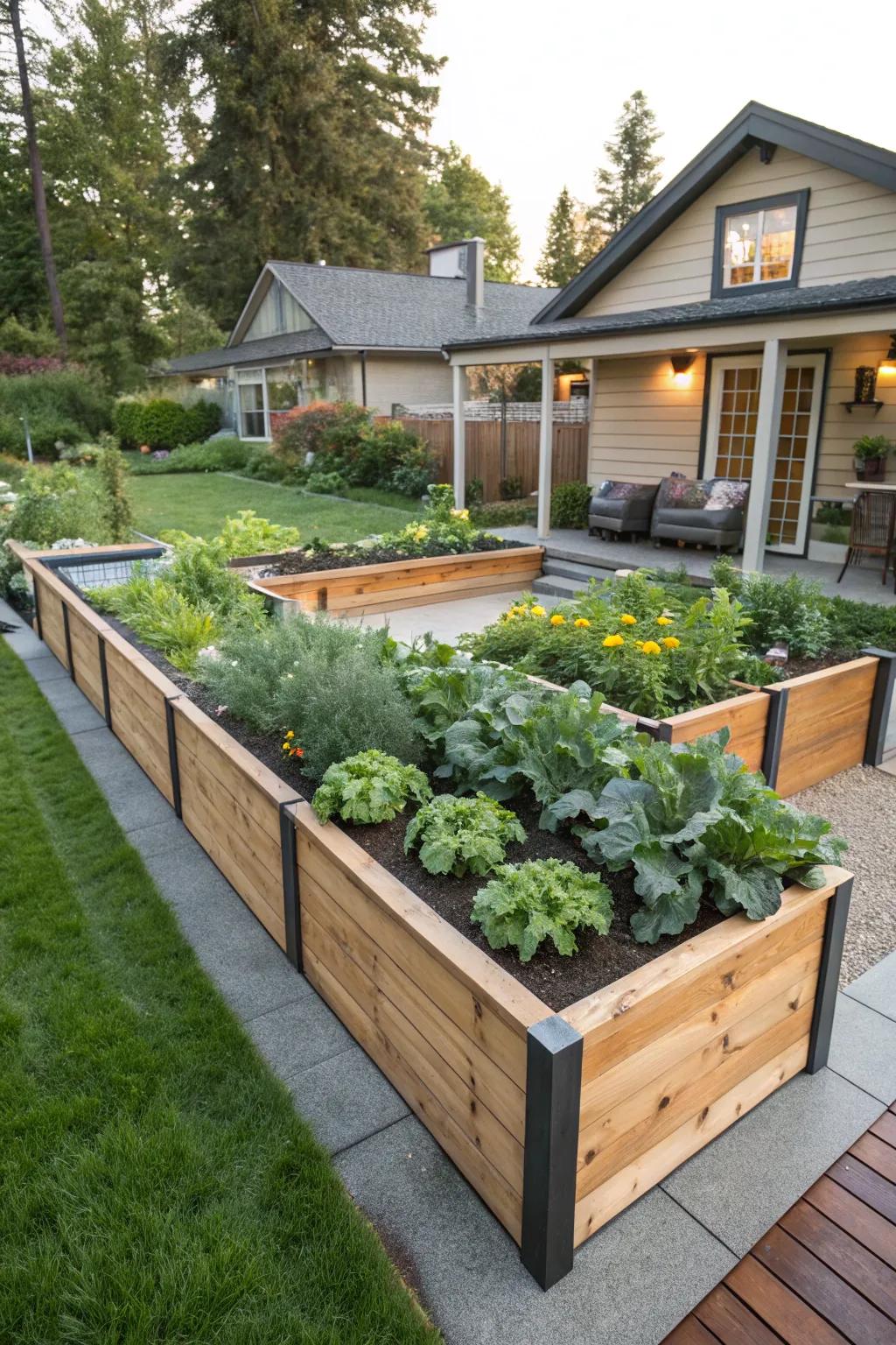Wood plank trim injects a modern feel into any yard.