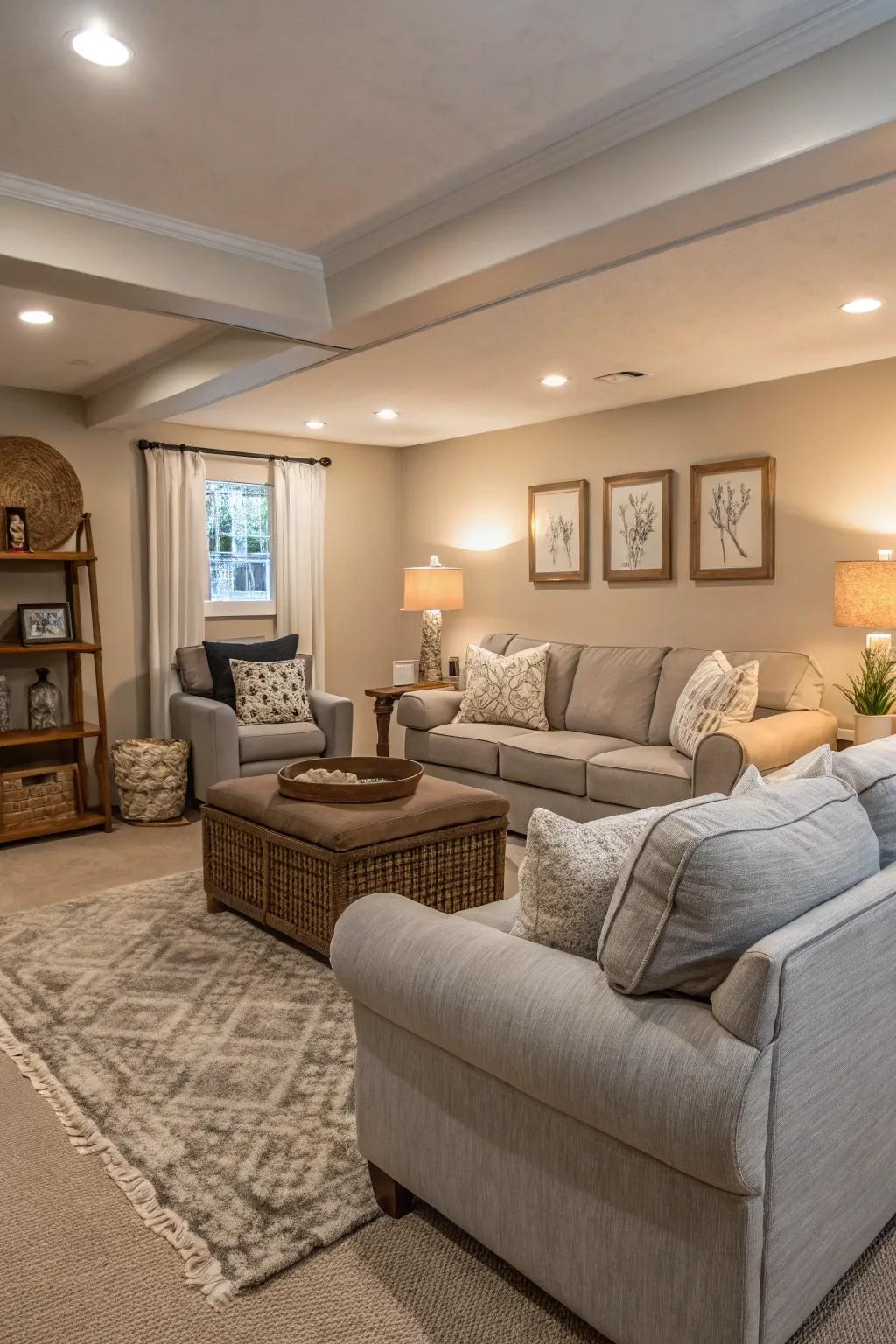 Subdued hues evoke a tranquil feel.
