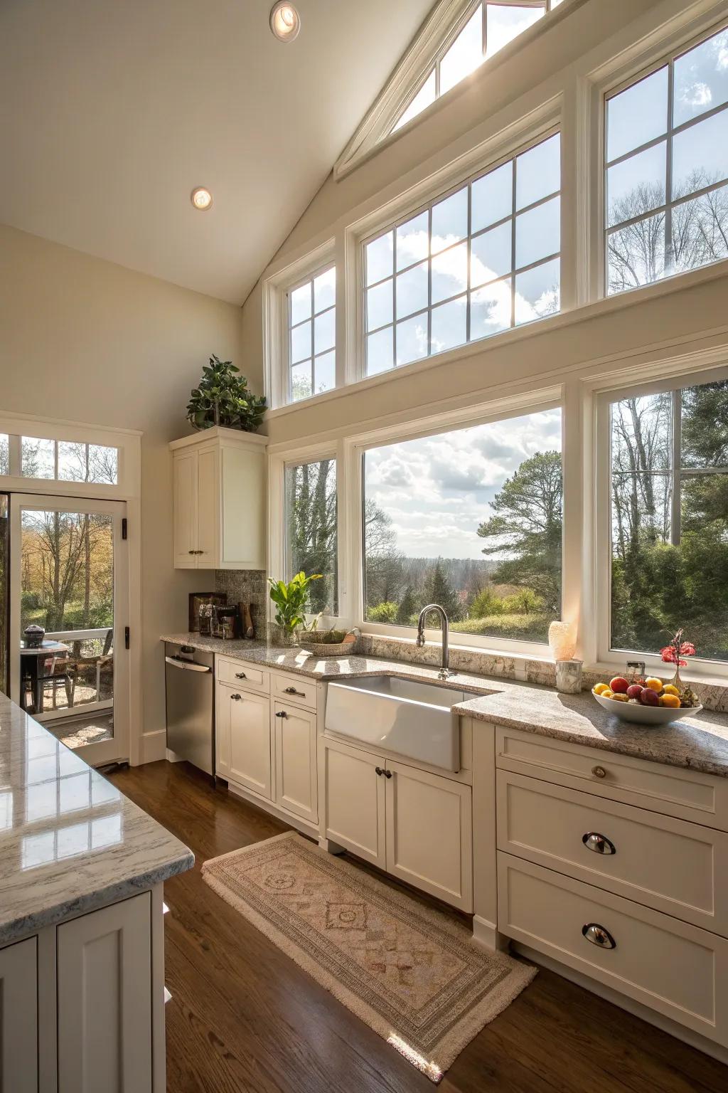 Top windows bringing more sunshine and air flow for any cooking area.