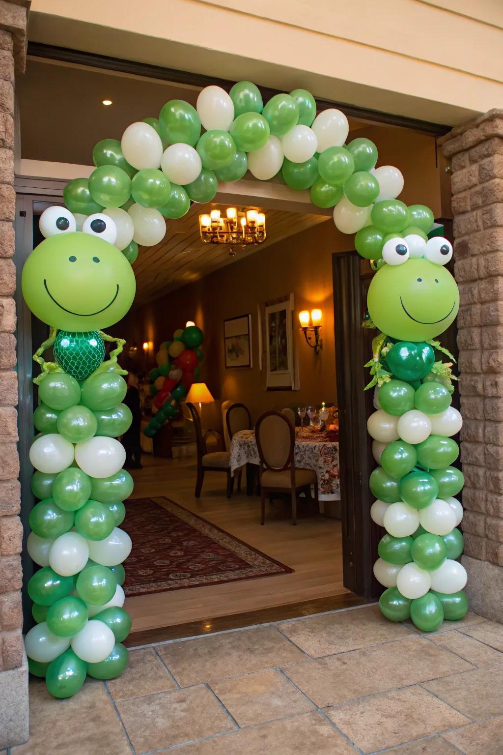 Amphibian balloons infuse a whimsical allure into your party entrance.