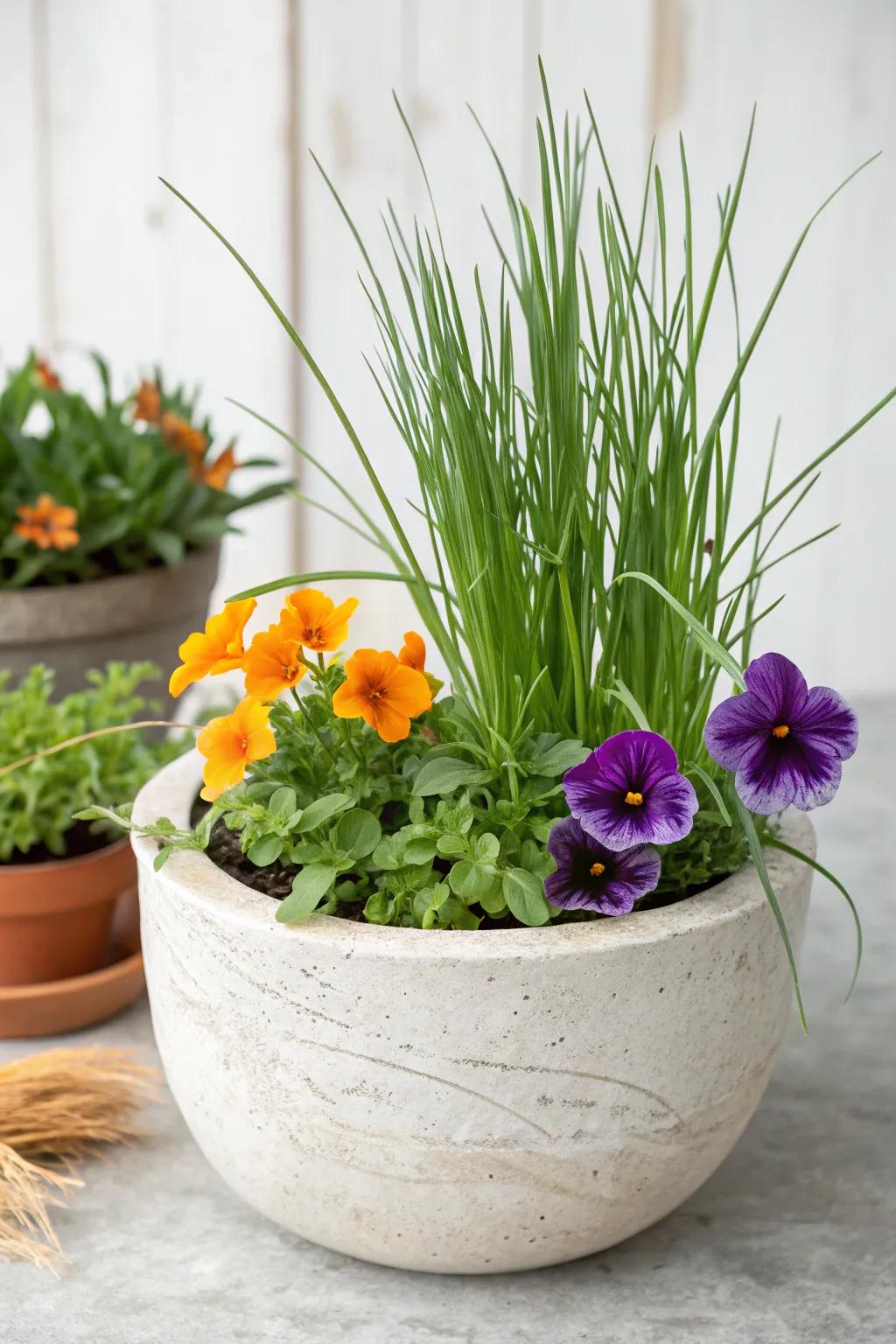 Enhance your garden with a harmonic companion planter: Verdant Stalk, Dazzleblooms, and Golden Stars in total harmony.
