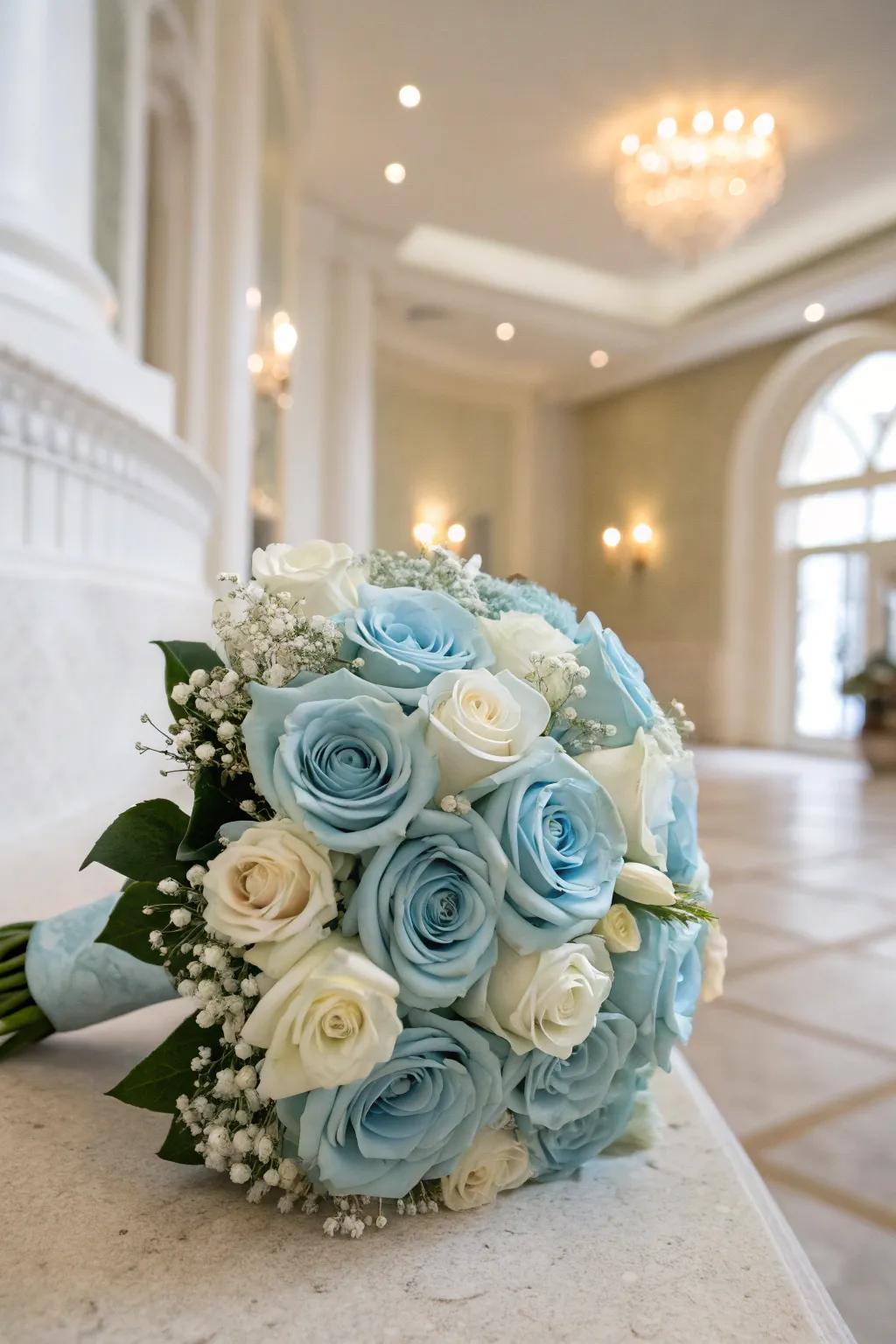 An exquisite gathering of soft azure roses.
