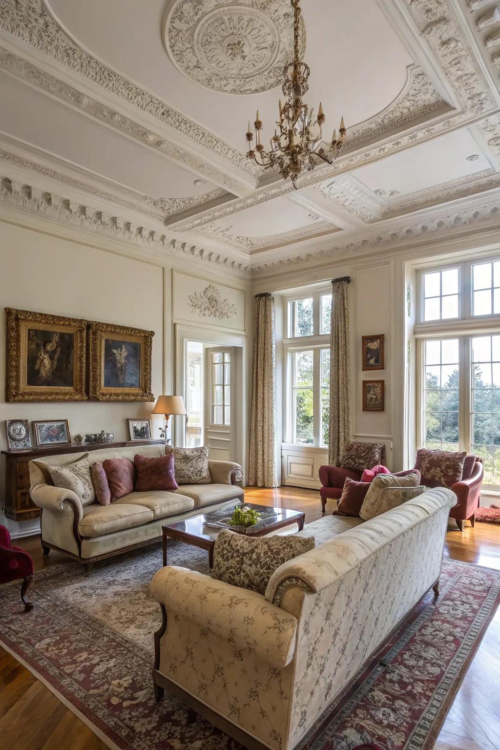 Detailed crown molding introduces grandeur and elegance.